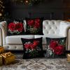 Black Pillowcase Red Roses For Living Room Bedroom Office Car Sofa Decor No Insert 18X18 Inch