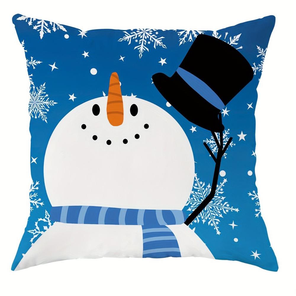 

Наволочка для украшения рождественской вечеринки с рисунком снеговика синего цвета, подходит для домашней комнаты, наволочка для диванной подушки, подарок на Новый год 40x40cm