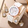 New Women'S Korean Version Of High-End Quartz Watch Simple Classic Silicone Strap Women'S Watch Fashion Set
