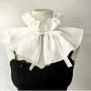 Ribbon Tie Faux Ruffled Shawl Ruff Lace Up Pleated Retro Fake Stand Collar  Girls Clothes