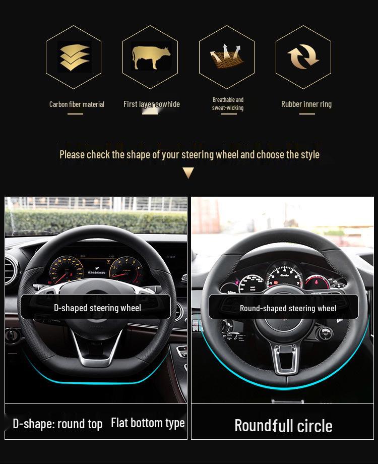 Ultradünner Lenkradbezug aus echtem Leder für Magotan Modelle B6, B7L, B8: Kohlefasergriff, Neu/Alt 19-20