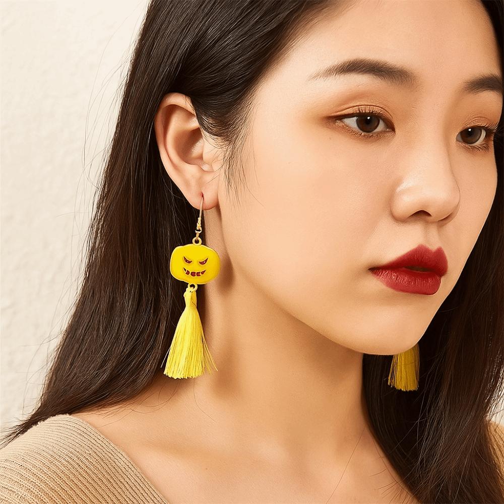 Luminous Halloween Earrings Exaggeration Pumpkin Dangle Earrings Ghost Ear Studs  Trick or Treat