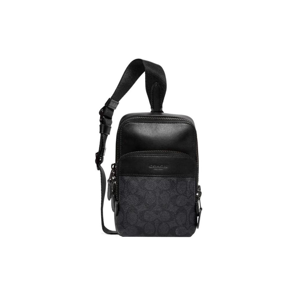 New COACH Gotham Elegant Calfskin With Coated Canvas One Shoulder Crossbody Sling Bags Mini Men's Black CC091-CHR