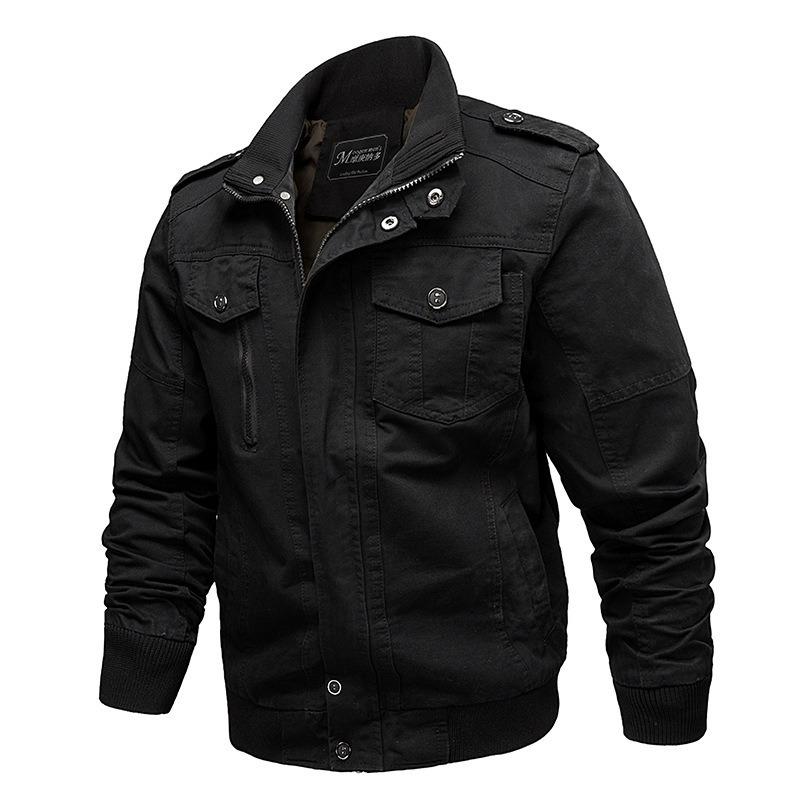 Spring New Men's Casual Pure Cotton Military Jacket Outdoor Loose Large Size Tooling Jacket Men