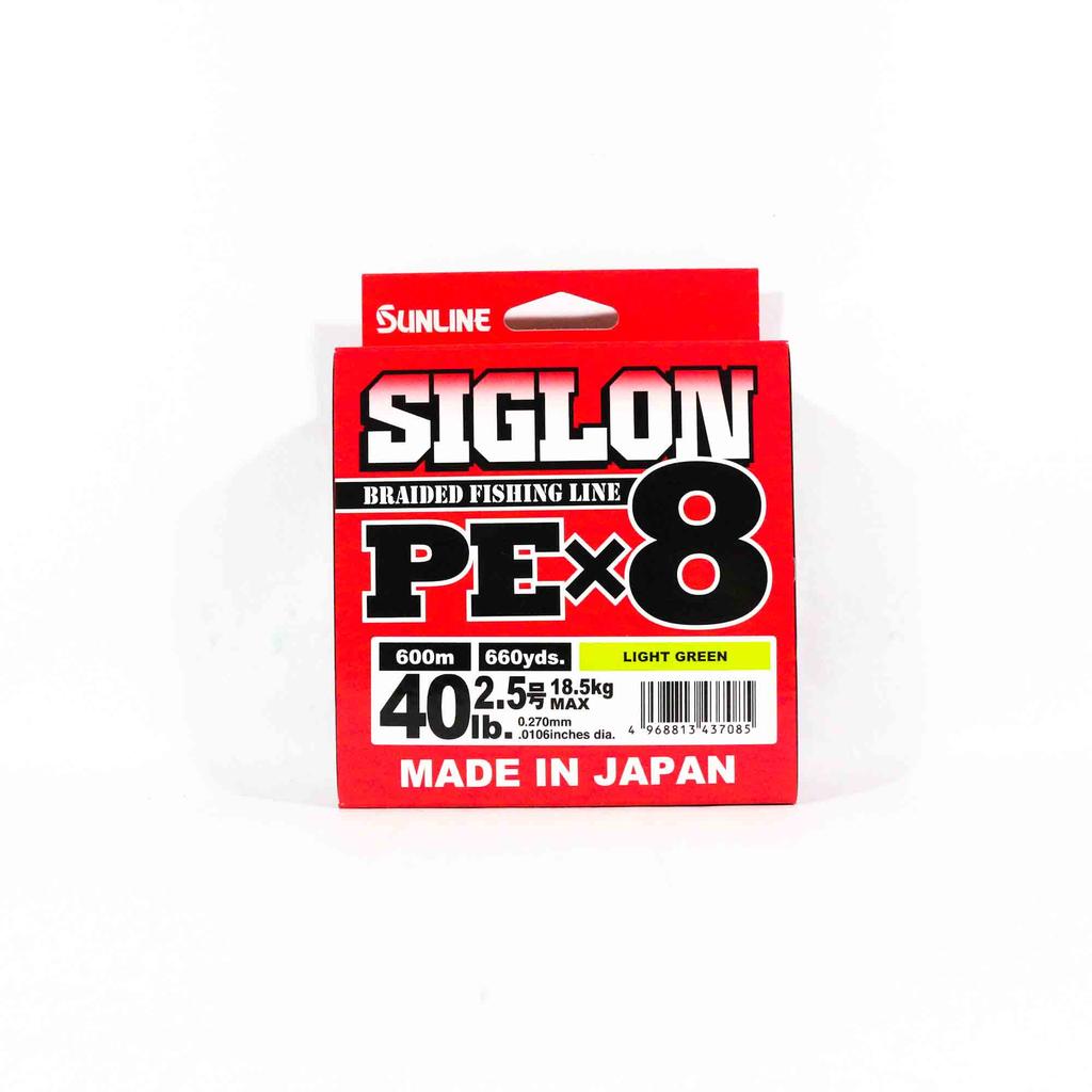 Sunline P.E. Line X8 Siglon 300M - Tresse 20LB (PE 1.2) Vert Fluorescent, Haute Performance Pour Pêche