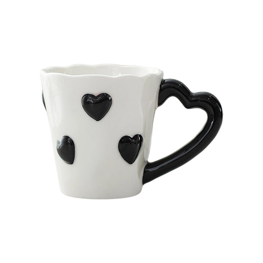 Ceramic Coffee Mug. An Elegant 3D Heart Shaped Embossed Teacup, Perfect As A Birthday Or Valentine's Day Gift For Your Loved One Or Mother.