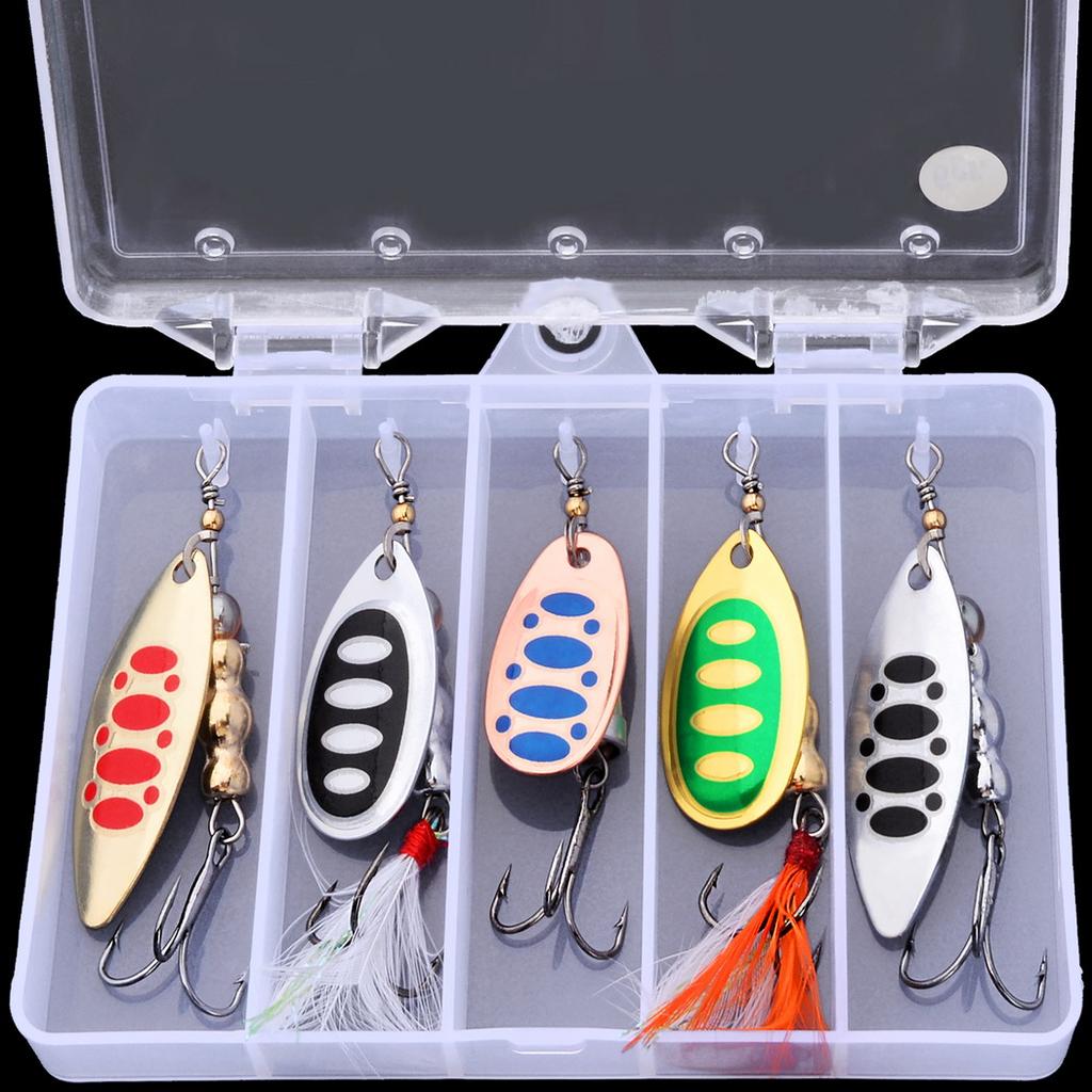 5PCS Premium Fishing Spinner Lure Set-Durable Zinc Alloy Metal Spoons with Vibrant Action for Trout Carp Fishing  Accessory Kit