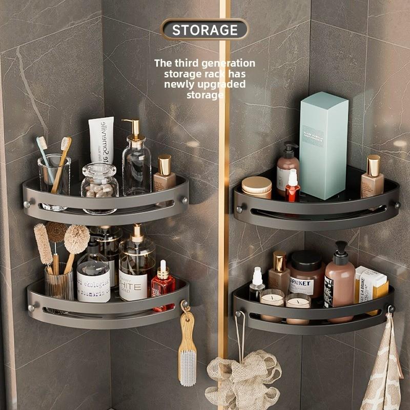 

1/2PCS toilet bathroom triangular shelf toilet toilet shelf non-punching wall-mounted wall bath storage rack 1PCS