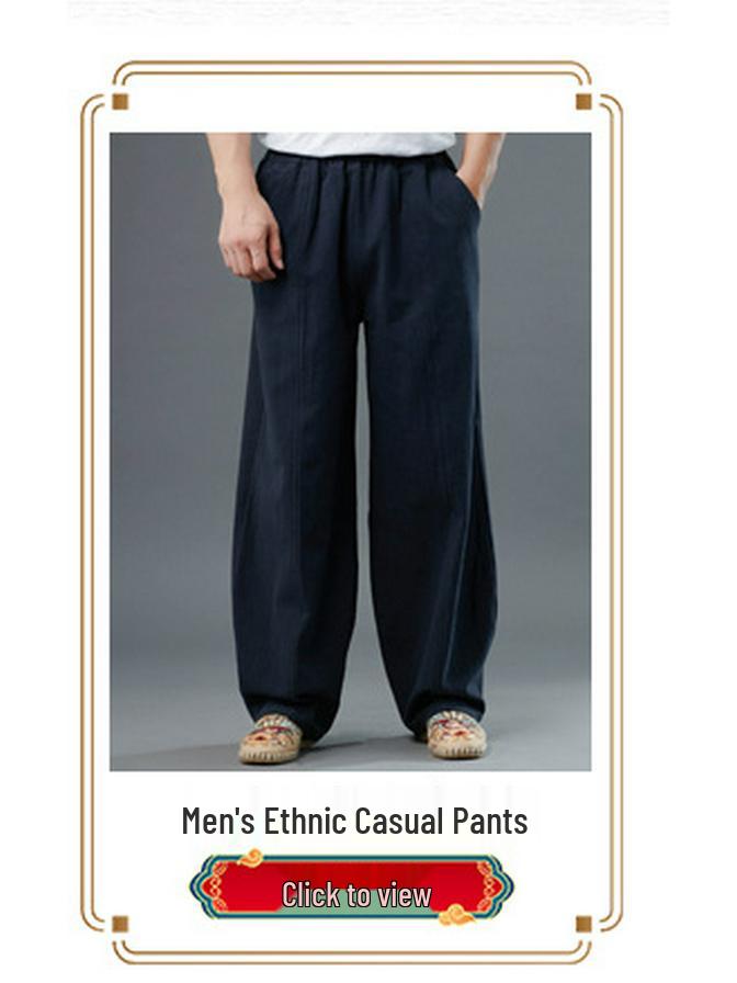 Herren Herbst Ramie Hanfu Hemd: Lockere Freizeit-Oberbekleidung im chinesischen Stil mit Stehkragen und Froschknöpfen