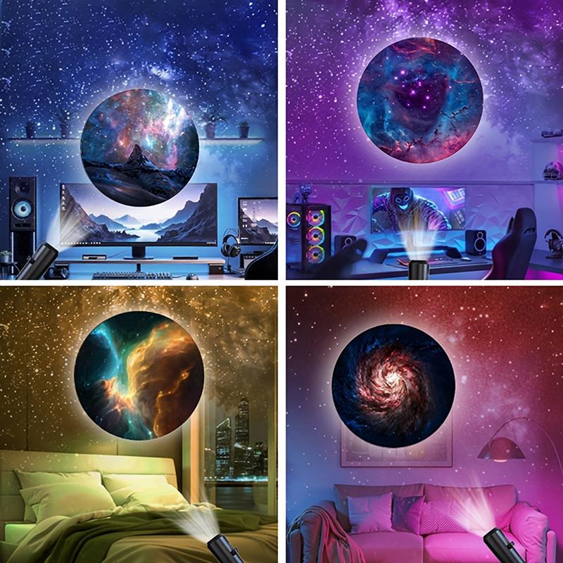 Lumière de Projection Galaxie LED 1 Lumière + 10 Images Changeantes, Projecteur Galaxie LED, Veilleuse Éclairage Ciel Étoilé