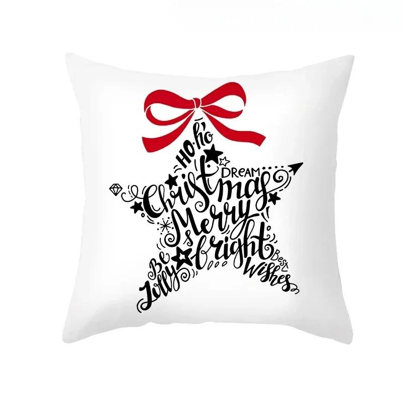 1 Piece Of Christmas Decoration Pillowcase Cartoon Santa Claus Snowman Pattern Sofa Cushion Suite Room Home Decoration Gift