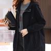 Kapuzen Große Größe Lässig Locker Damen Windjacke Jacke Mantel Vielseitig Mittellang Frühling und Herbst