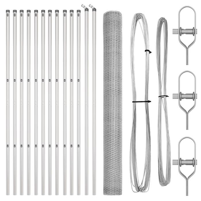 vidaXL Hexagonal Fence 1.6x25 M Galvanized Steel 3352970