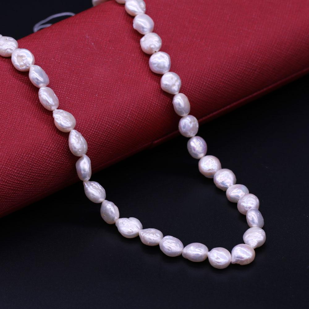 1String, Natural Freshwater Pearls, 8-9mm White Small Button Shape Pearl Beads for Jewelry Making DIY Crafts, Wedding Gifts for Women, 36cm