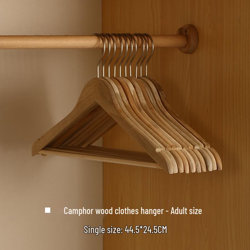 Pure Natural Camphor Wood Wide Shoulder Adult Suit Hanger - High-End Solid Wood Wardrobe Clothes Rack