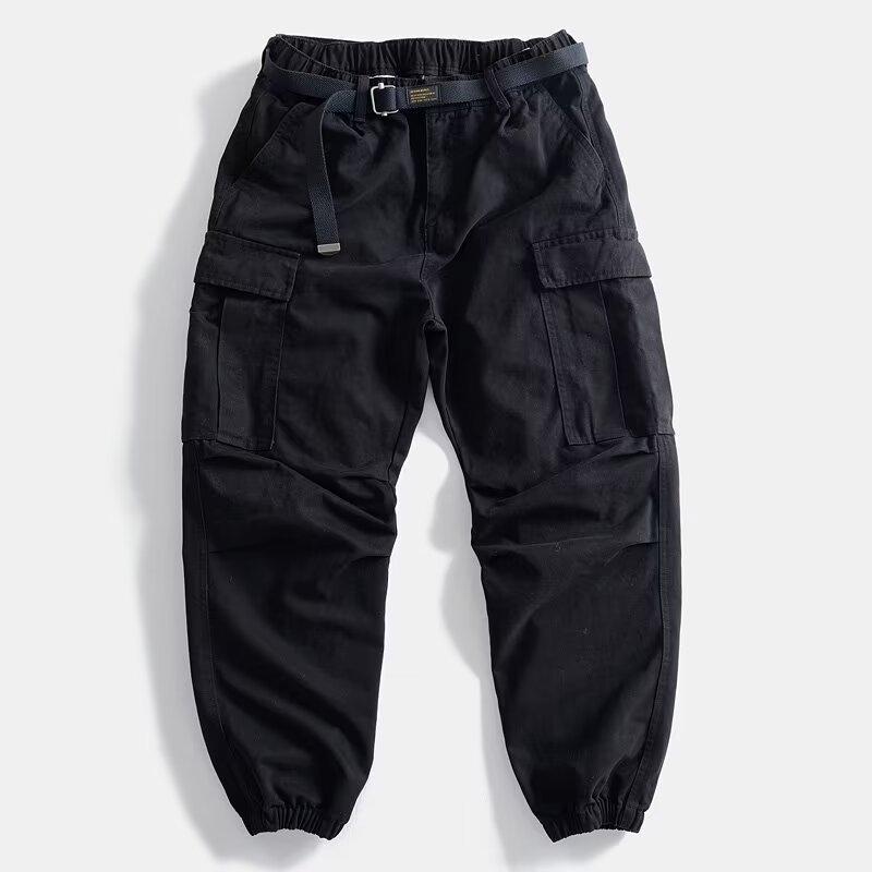 Men'S Summer Cargo Trousers Large Pocket Casual Work Pants Fashion Soild Long Sweatpants Outdoor Streetwear Loose Male Slacks