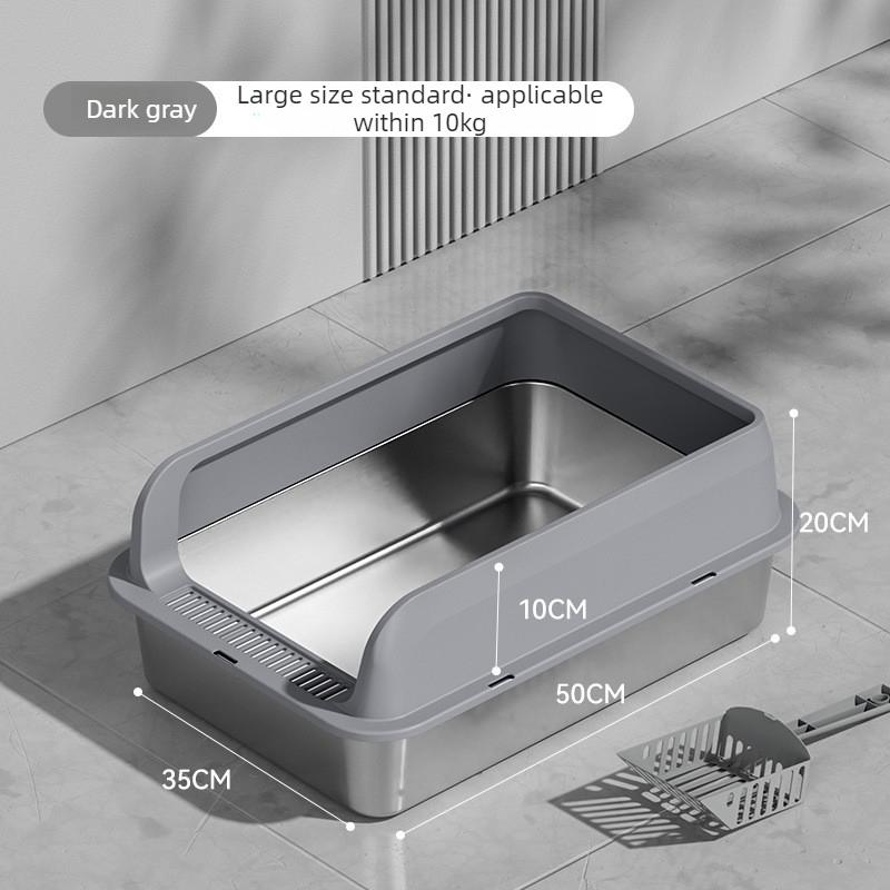 Stainless Steel Cat Litter Box Semi-closed Splash-proof Cat Sandbox Easy Cleaning Cats Toilet High Load-bearing Pet Toilets