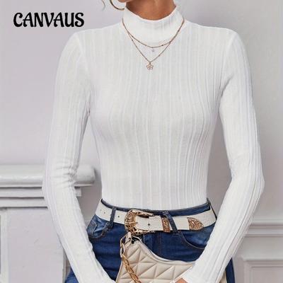 Women's New Simple White Slim Knitwear Winter Inside The High-level Sense of High-neck Top Thin Jumper