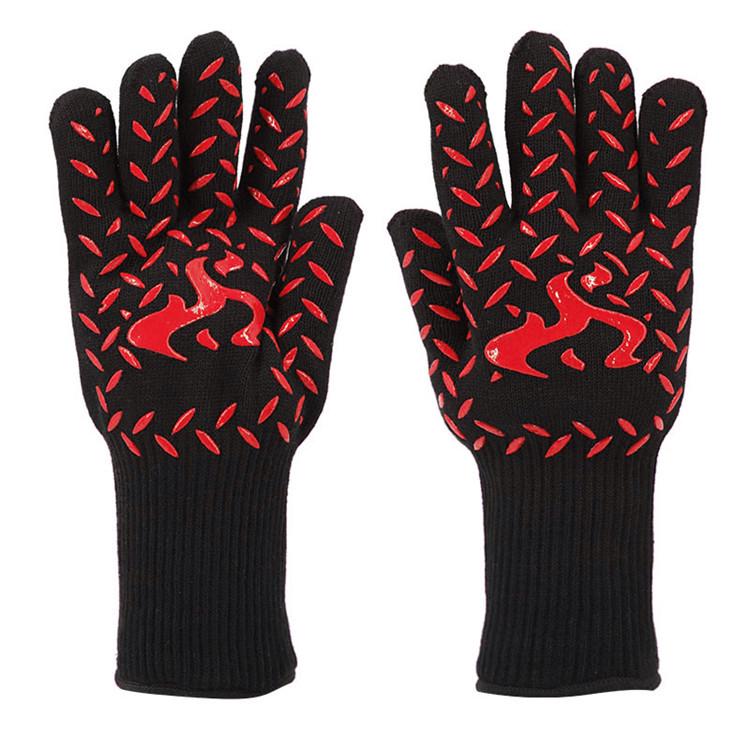 Thickened Aramid BBQ Gloves - 500°F Flame Retardant & Insulated, EN407 Certified, Customizable Anti-Scalding Protection