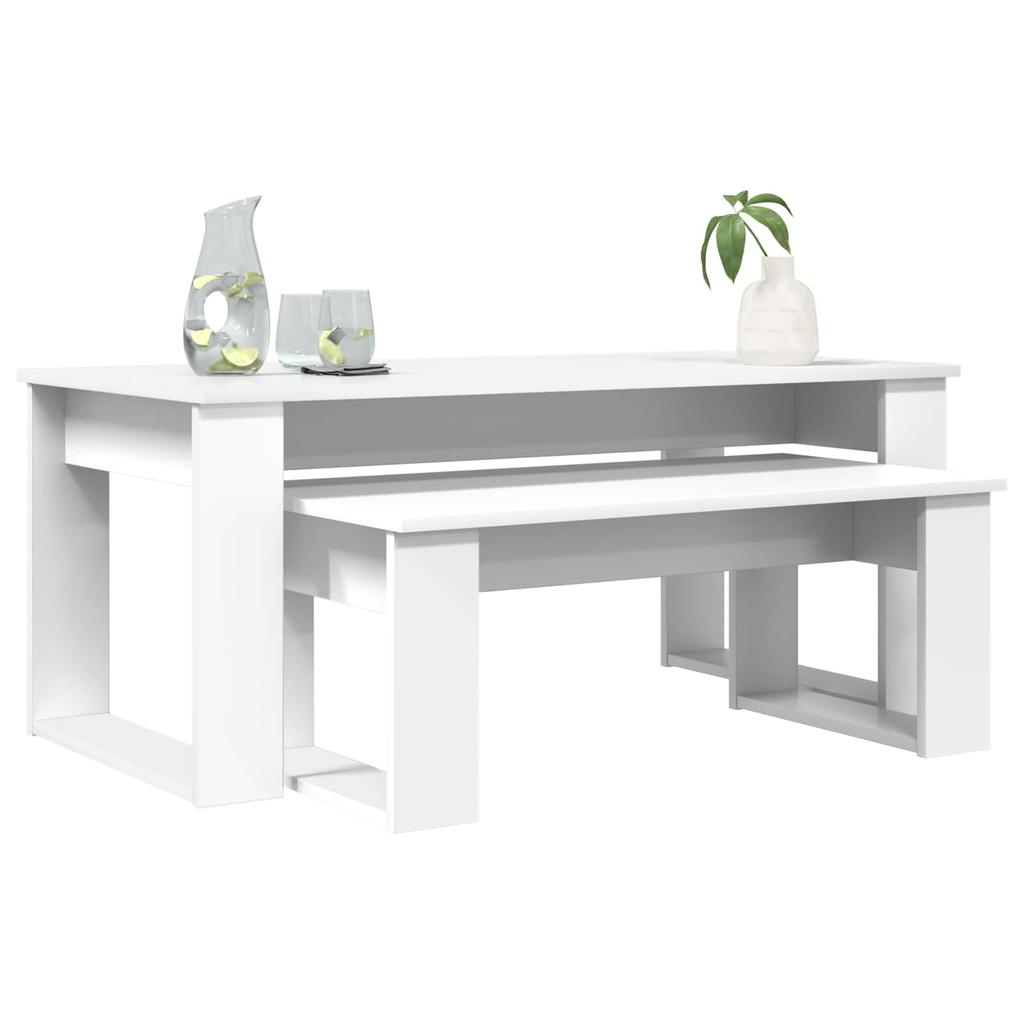 Coffee Table Set 2 Pieces White 100 X 50 X 42 Cm Engineered Wood