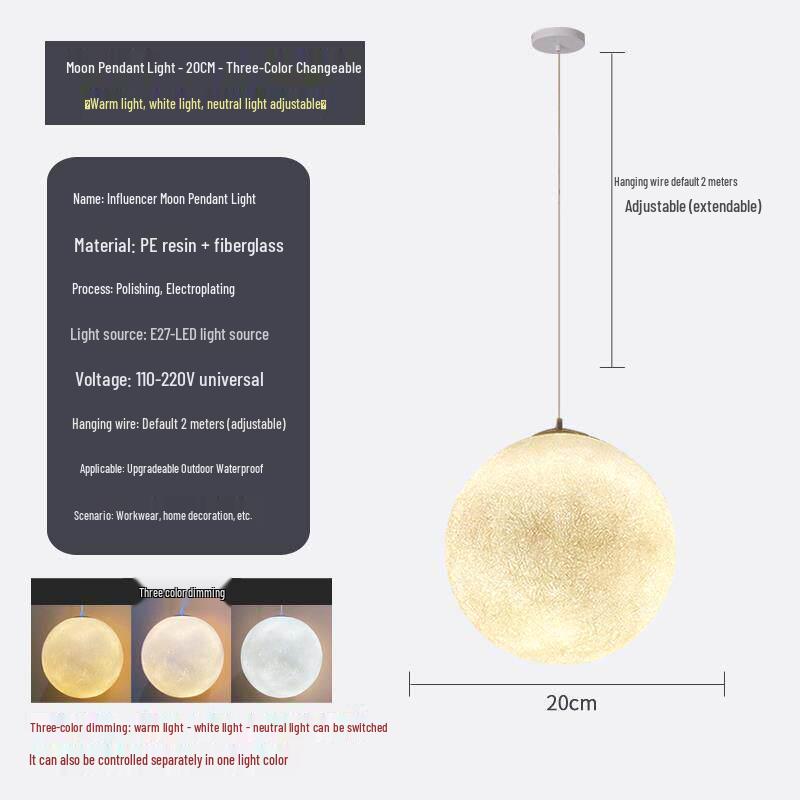 Creative Moon Pendant Lamp for Windows, Restaurants, Bars, and Shops