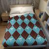 Argyle Bow Print Flannel Blanket Warm Soft Halloween Christmas Couch Warm Cozy Decorative Decor Gift for All Season