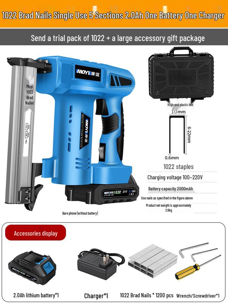 Rechargeable Electric Nail Gun F30 for Woodworking, Brad Nailer, Stapler, Lithium Battery-Powered