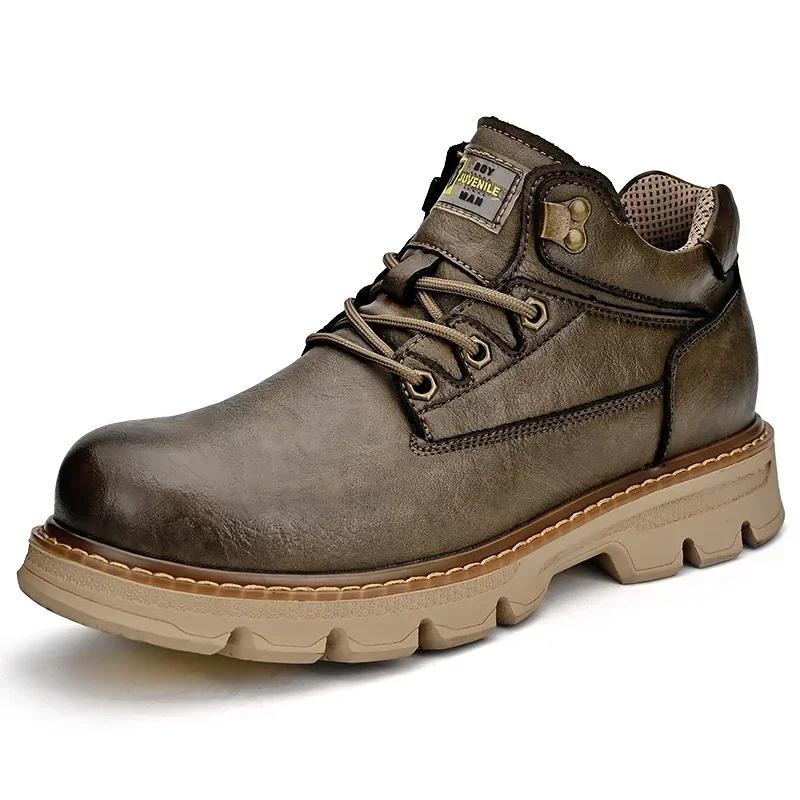 Hot Style Men's Biker Shoes Casual Retro Tooling Shoe for Men Dress Shoe Low Top Non-slip Trendy All-match Men Safety Shoes