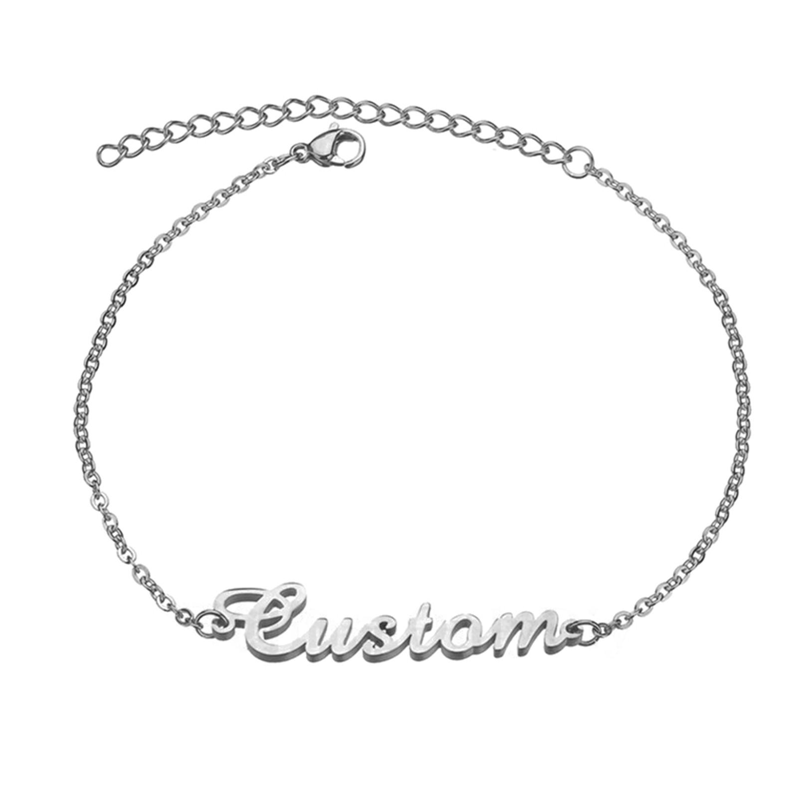 

Персонализация - Браслет с именем, Индивидуальный браслет, Уникальный подарок для жены One Size серебряный