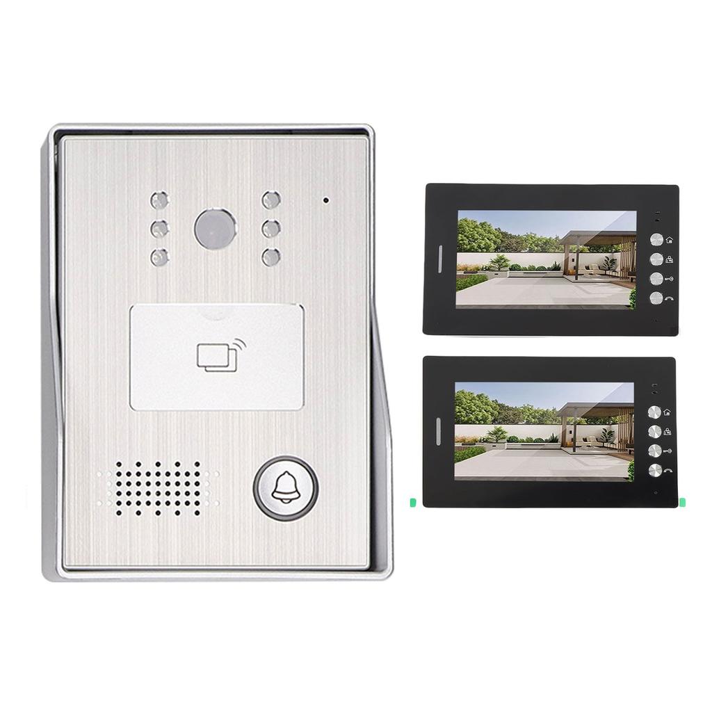 Smart Doorbell 7 Inch High Definition Screen 2 Units Card Access Control Video Intercom Doorbell for Villa GB Plug