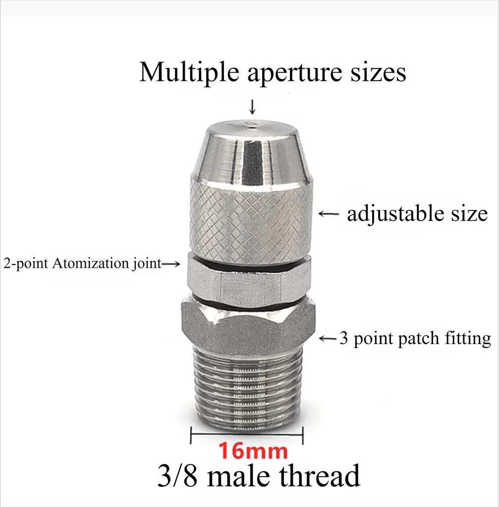 1/4" 1/2" Stainless Steel Adjustable Atomization Sprayer 0.8-1.8mm Misting Nozzle Adapter Garden Irrigation Agriculture Watering