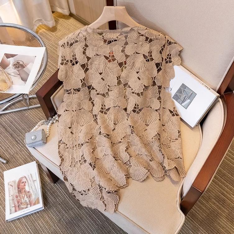 DIMANAF 2025 New Summer Women Vest T-Shirt Sleeveless Basic Tops Lace Tees Casual Loose Tees