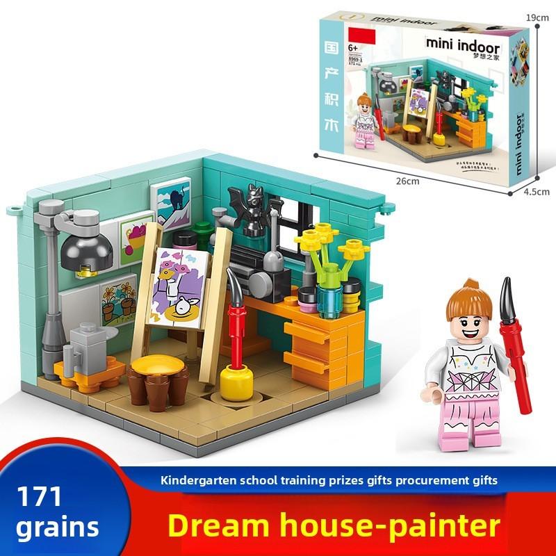 Yellow Crane Tower Chinese Style Building Blocks Kit With Abs Plastic For Kids Diy Creative Play