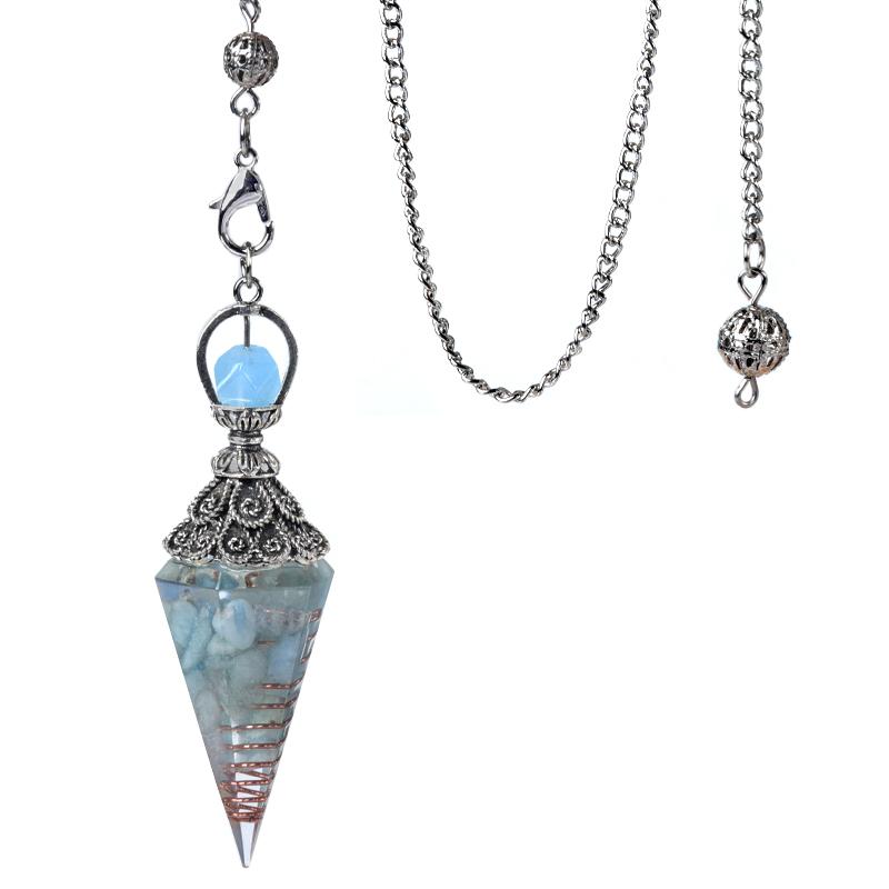 Natural Stone Spirit Pendulum Pendant Latticed Chain Energy Luck Mysterious Reiki Resin For Jewelry Making Accessories Necklaces