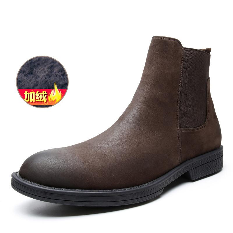 

Vintage Man Western Boots Genuine Leather High Calf Shoe For Men Comfortable Slip On Designer Shoes Ankle Boots Male Shoe 38