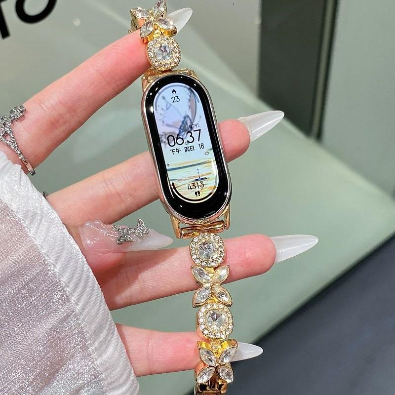 

Luxury Glitter Stone Bracelet Strap For Xiaomi Band 9 Sparkling Diamond Metal Band For Mi Smart Band 8 Repleacement Wristband Mi Band 9 золотой