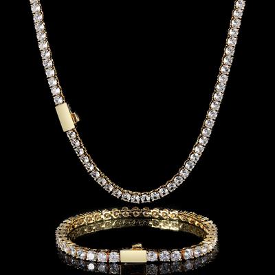 European and American Jewelry Spring Buckle Tennis Chain Hip Hop Necklace Tide Brand Single Row Diamond Zircon Bracelet Accessories