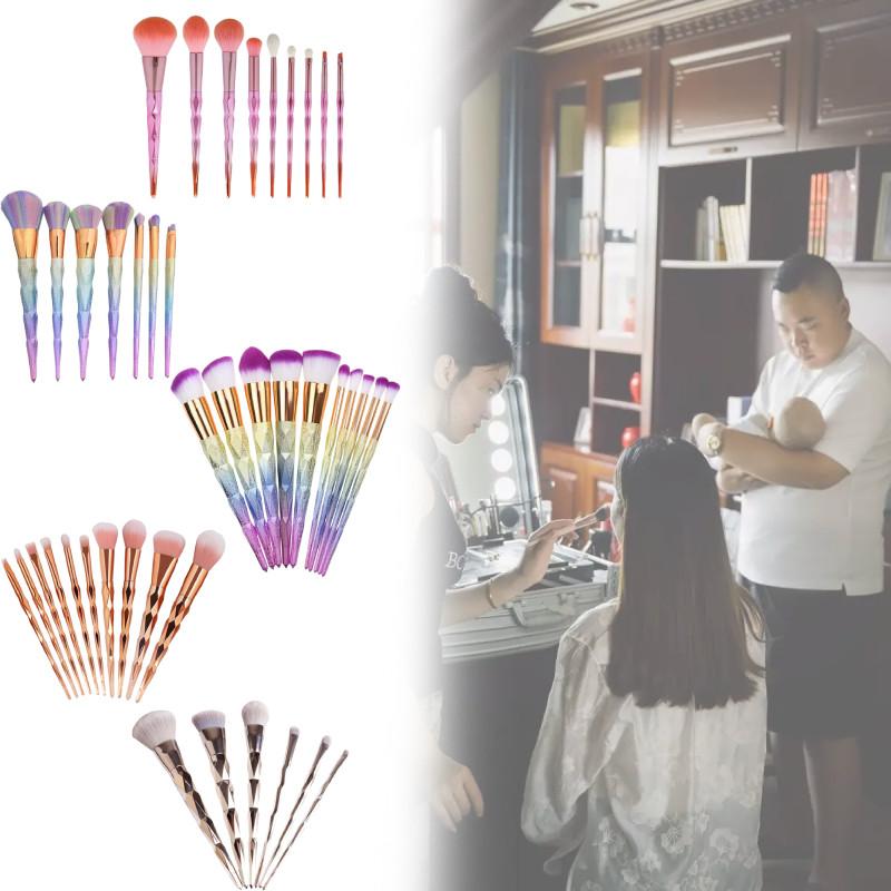 10 Girl Piece Makeup Brush Set Gradient Finish Durable Plastic Supplies Handles