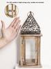 Boho Wooden & Metal Candle Holder Islamic Floral Pattern Lamp Retro Candle Lamp Festive Home Decor Lantern for Ramadan&Eid Gifts