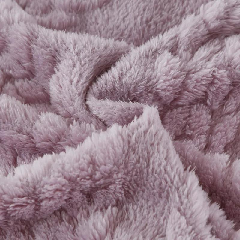 Double Sided Luxury Jacquard Fleece Blanket Extra Thick Warm Office Nap Blanket Solid Color Blanket for Home Travel