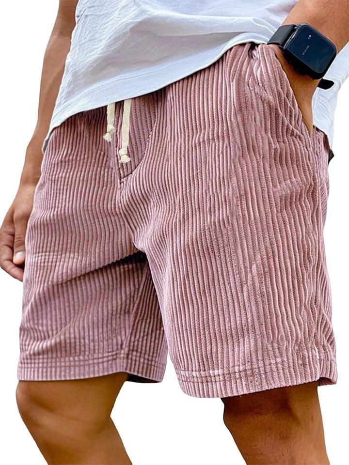 2025 Men's Retro Embroidered Logo Corduroy Drawstring Shorts