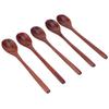 5PCS Wooden Spoon with Long Handle Soup Spoon for Barbecue Camping Party Home KitchenPaint Color