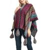 Shawl Wraps for Women Boho Knit Poncho Ladies Rainbow Casual Loose Striped Fringe Blanket Scarf