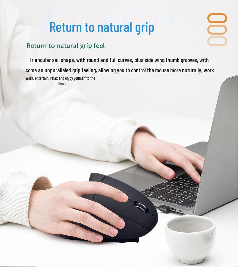 Ergonomic Optical Bluetooth Vertical Mouse with Side Buttons, Power-Saving, Long Battery Life for Gaming and Office Use.