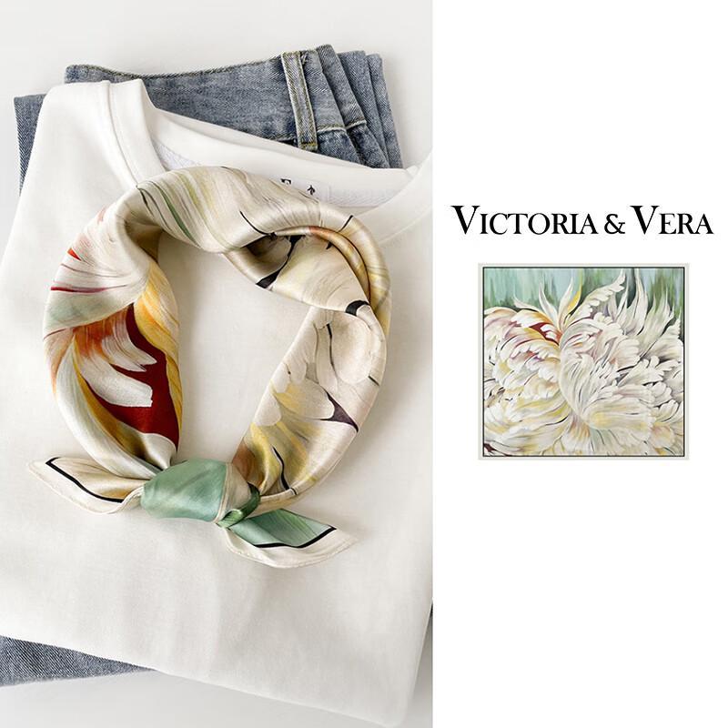 VICTORIA&VERA Floral Print Mulberry Silk Scarf