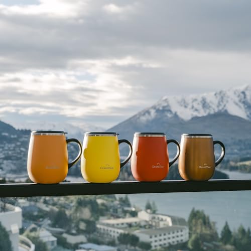 GRANDTIES Premium Vacuum Insulated Mug, 460ml, Available In 19 Colors, with Easy-Open Sliding Lid, Stainless Steel Double-Wall Vacuum Insulation, and
