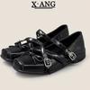 Sheepskin version square head ballet single shoes soft sole Mary Jane shoes women's shoes summer new shallow mouth small leather shoes