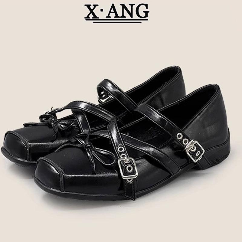 Sheepskin version square head ballet single shoes soft sole Mary Jane shoes women's shoes summer new shallow mouth small leather shoes