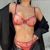 Women Ultra Thin Mesh Pipleneap Embroidery Underwear Sexy Lace Bra Set Fashion French Summer Lingerie Bras and T-back Sets