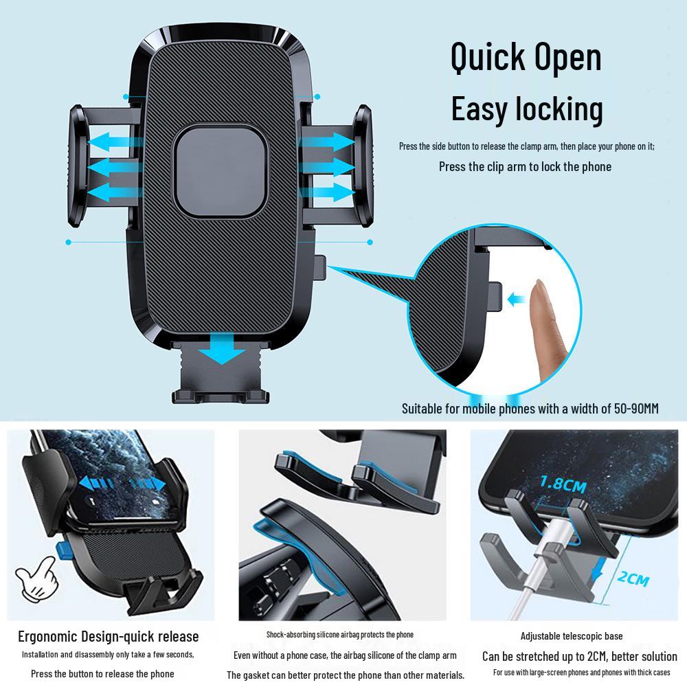 Soporte Multifuncional Premium para Teléfono de Coche con Ventosa para Montaje en Salpicadero y Consola